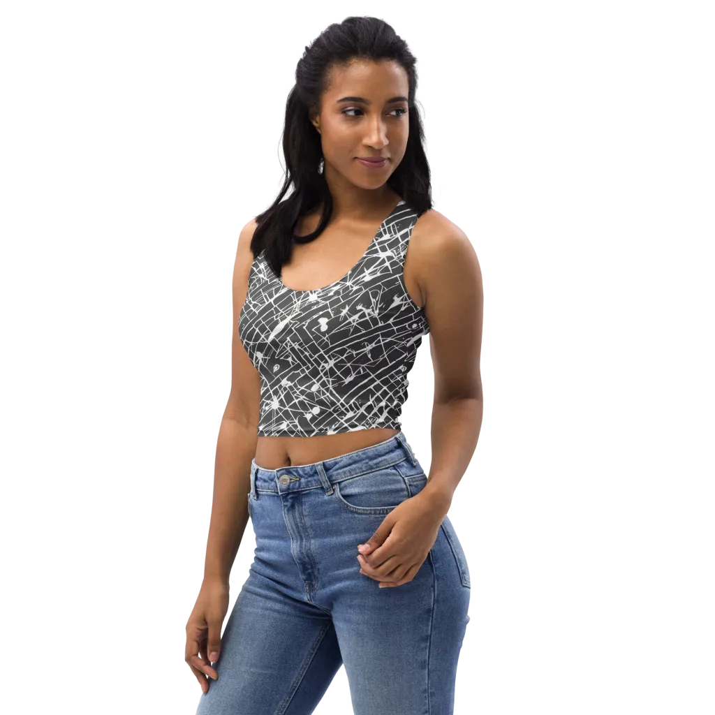 Ink Grid on Crop Top — Left Front