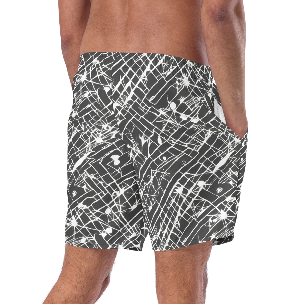 Ink Grid on Swim Trunks — Right Back
