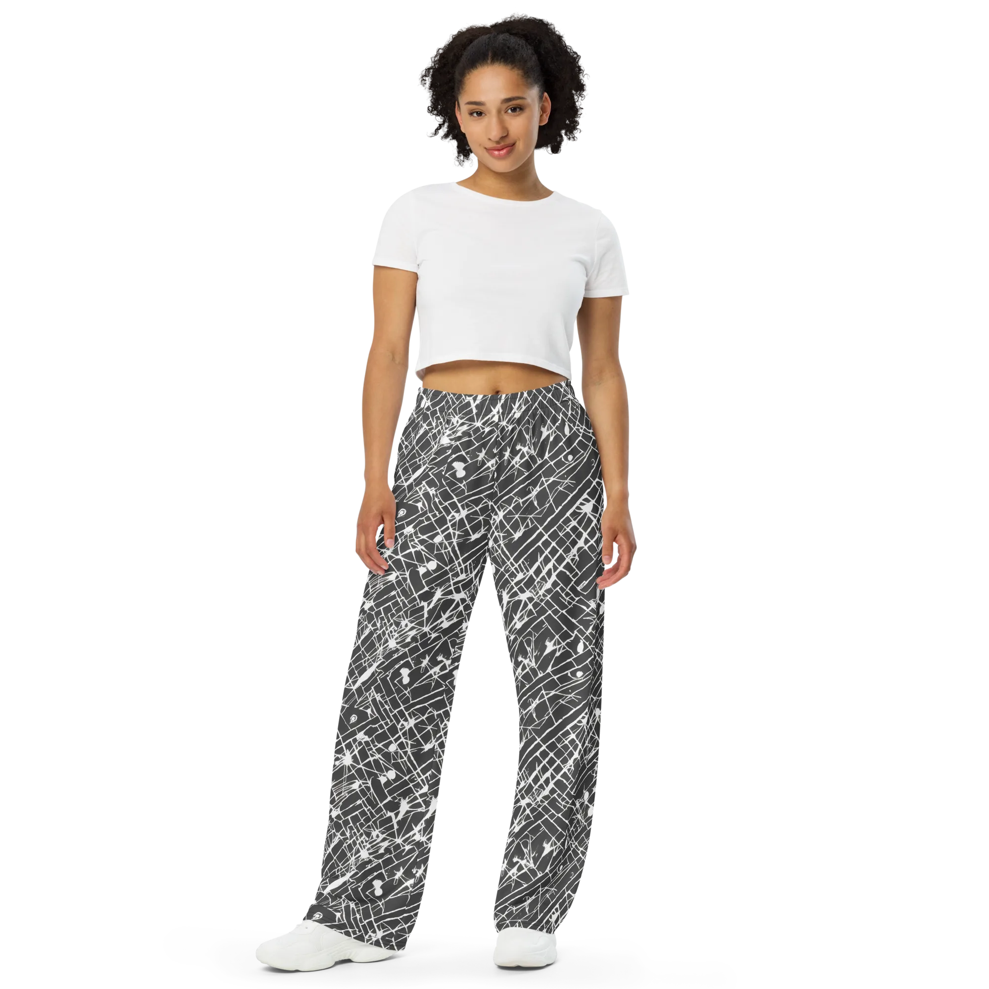 Ink Grid on Wide-Leg Pants — Front