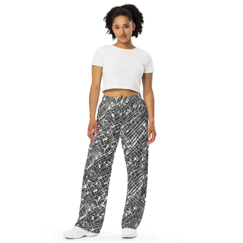 Ink Grid on Wide-Leg Pants — Front
