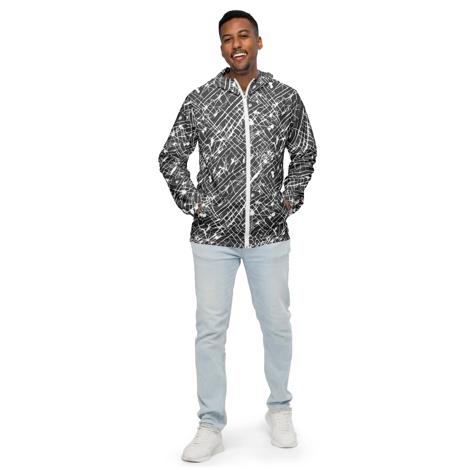 Ink Grid on Men's Windbreaker — Front