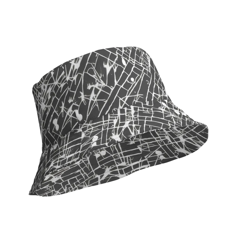 Ink Grid on Reversible Bucket Hat — Product details Outside