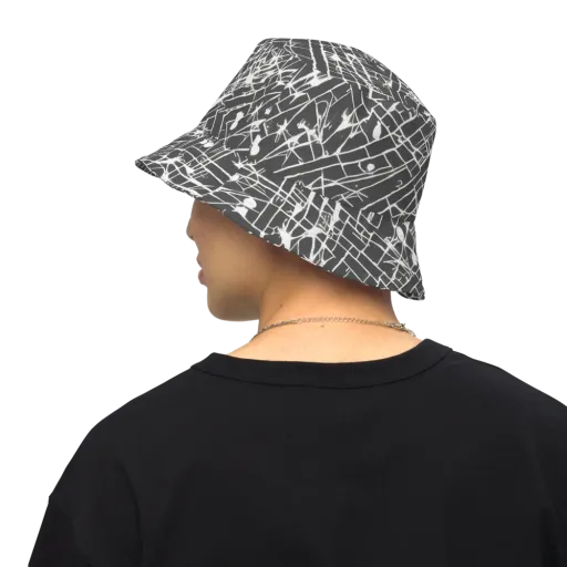 Ink Grid on a Reversible Bucket Hat