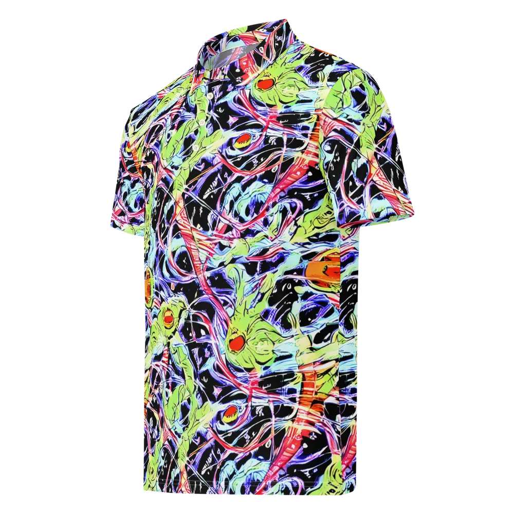 Electric Frog Rush on Men's Slim Fit Polo Shirt — Left Front