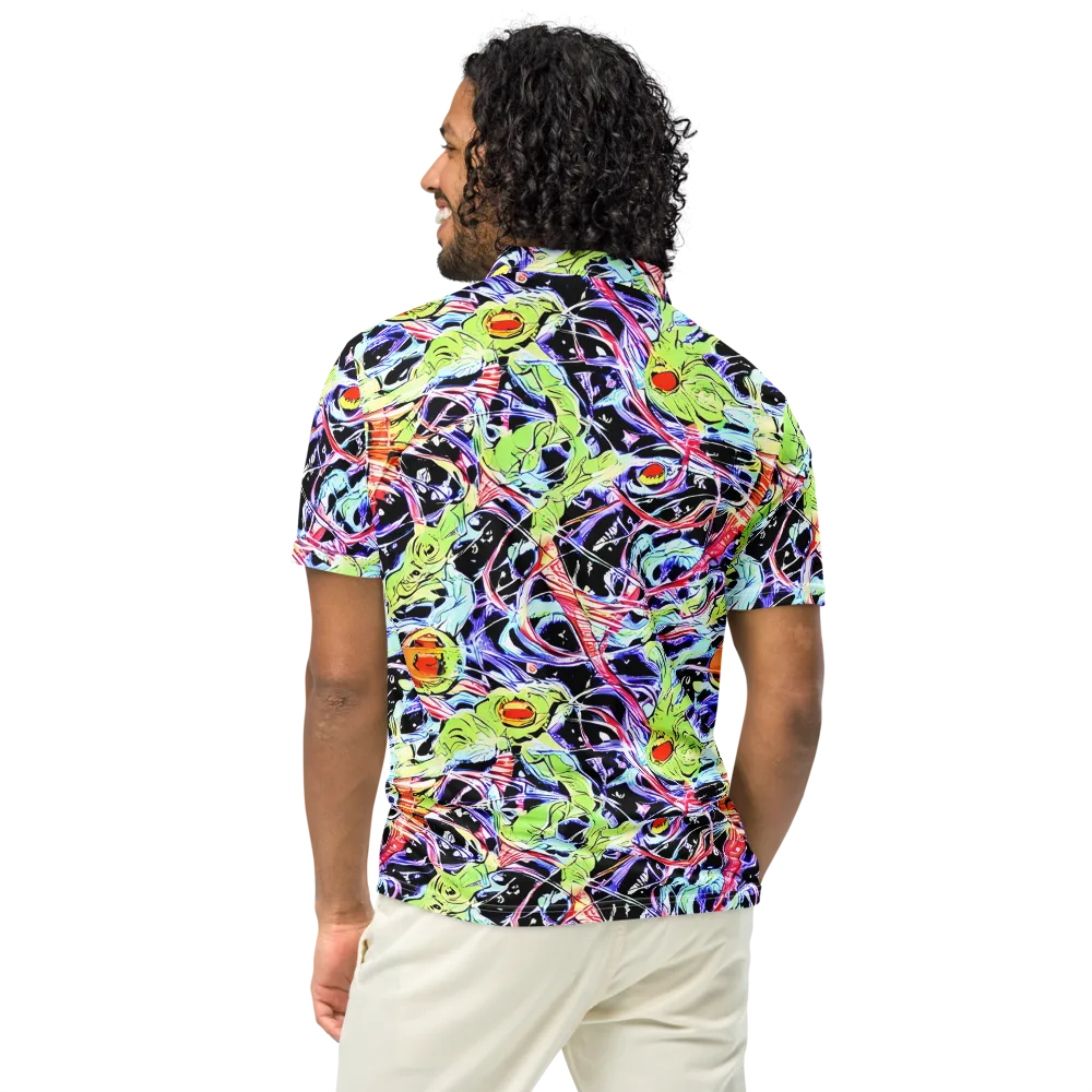Electric Frog Rush on Men's Slim Fit Polo Shirt — Back
