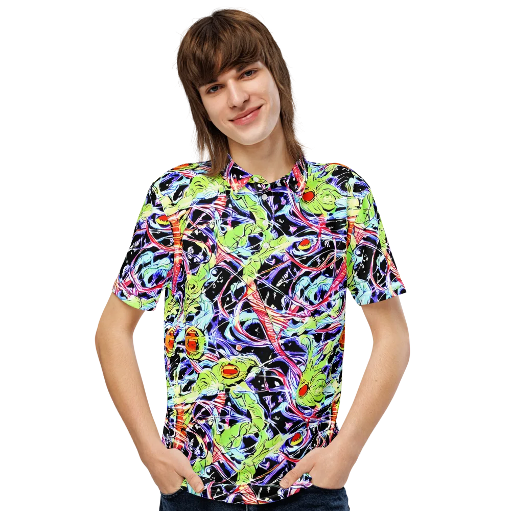 Electric Frog Rush on Men's Slim Fit Polo Shirt — Front