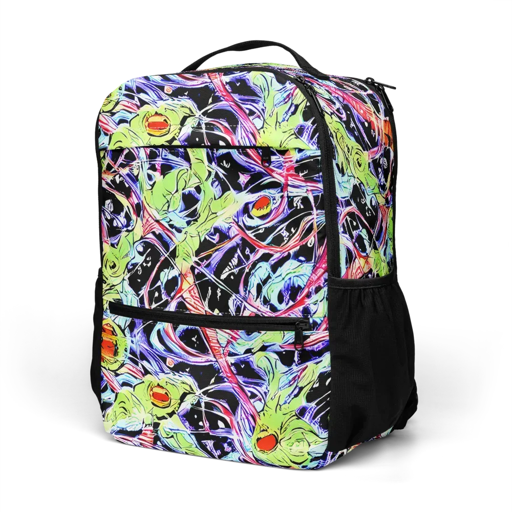 Electric Frog Rush on Utility Backpack — Left Front