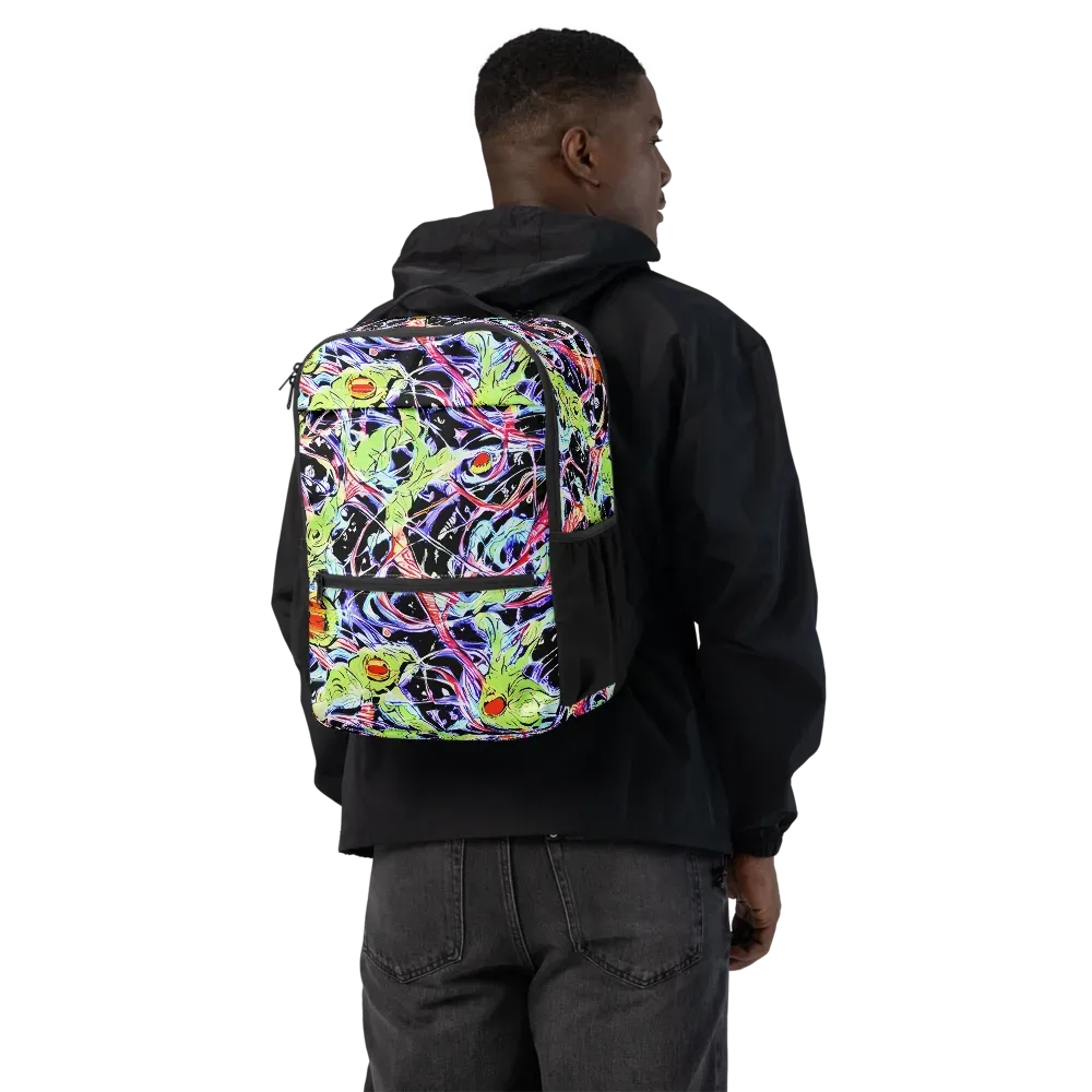 Electric Frog Rush on Utility Backpack — Back