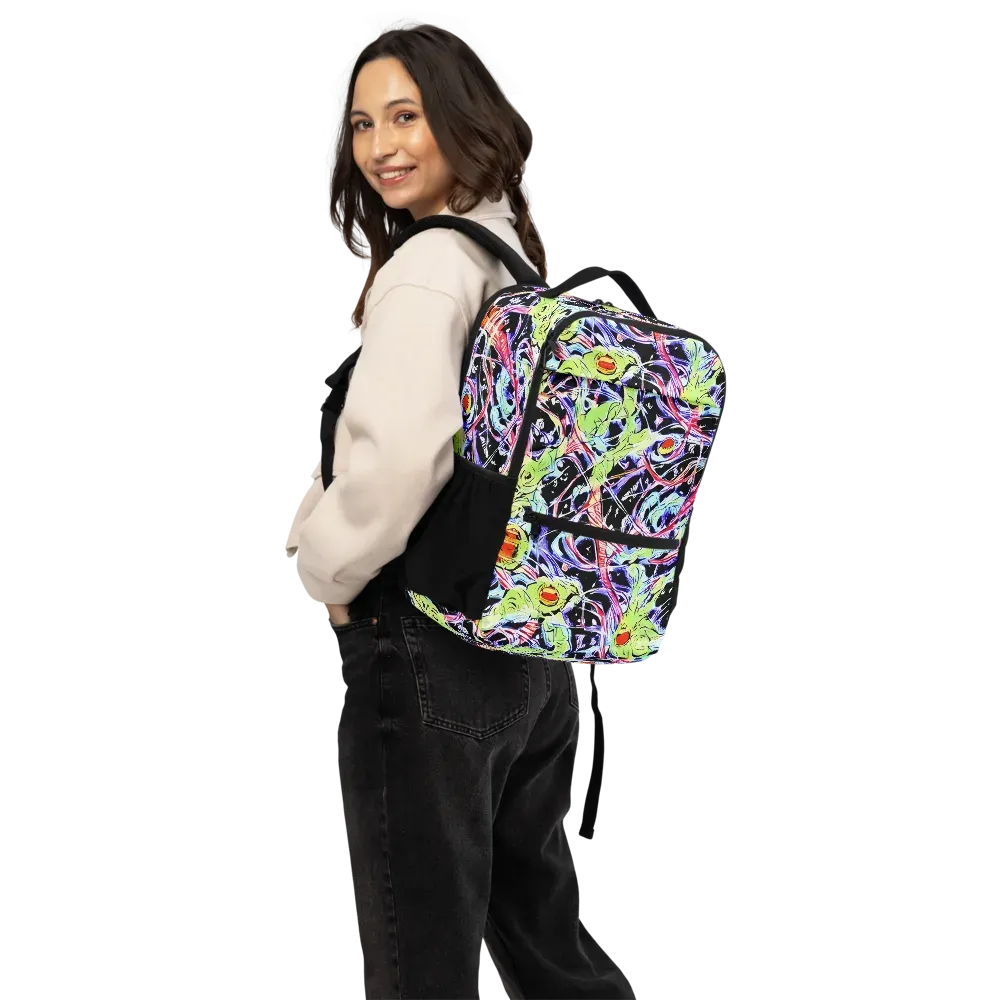 Electric Frog Rush on Utility Backpack — Back