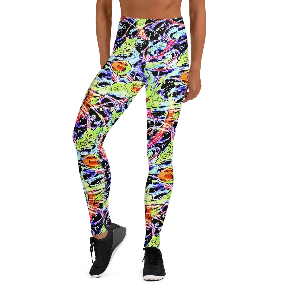 Electric Frog Rush on Yoga Leggings — Front