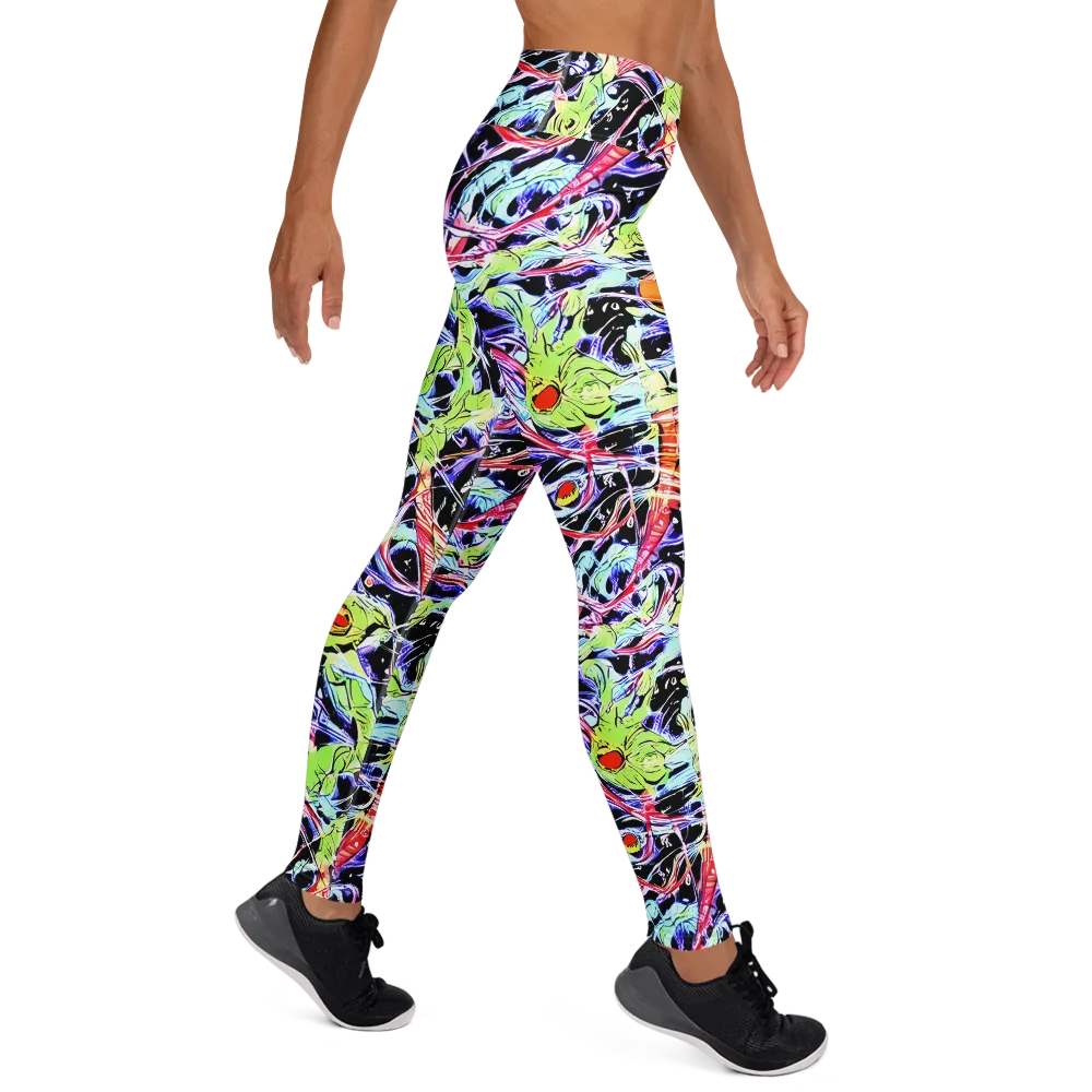 Electric Frog Rush on Yoga Leggings — Right