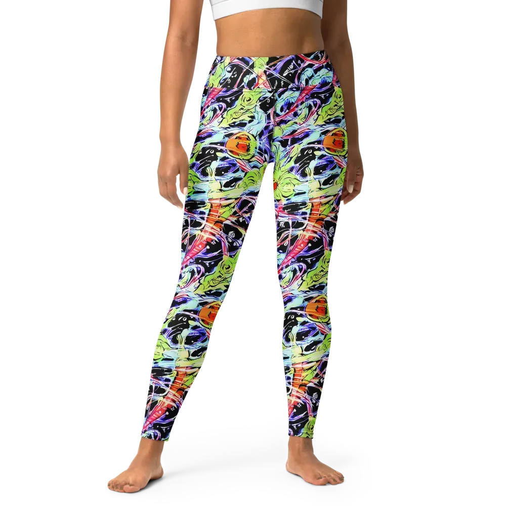 Electric Frog Rush on Yoga Leggings — Front