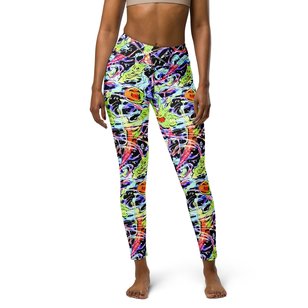 Electric Frog Rush on Yoga Leggings — Front