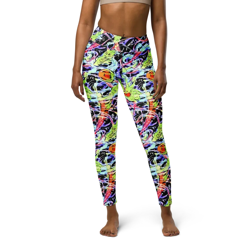 Electric Frog Rush on Yoga Leggings — Front