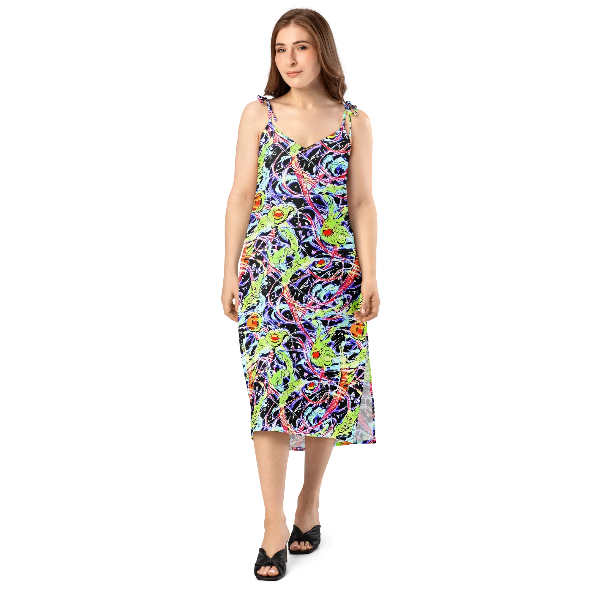 Electric Frog Rush on Slip Dress — Front