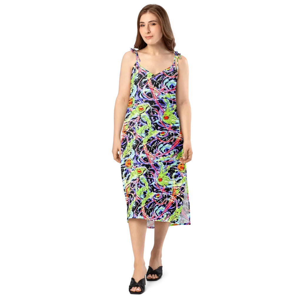 Electric Frog Rush on Slip Dress — Front