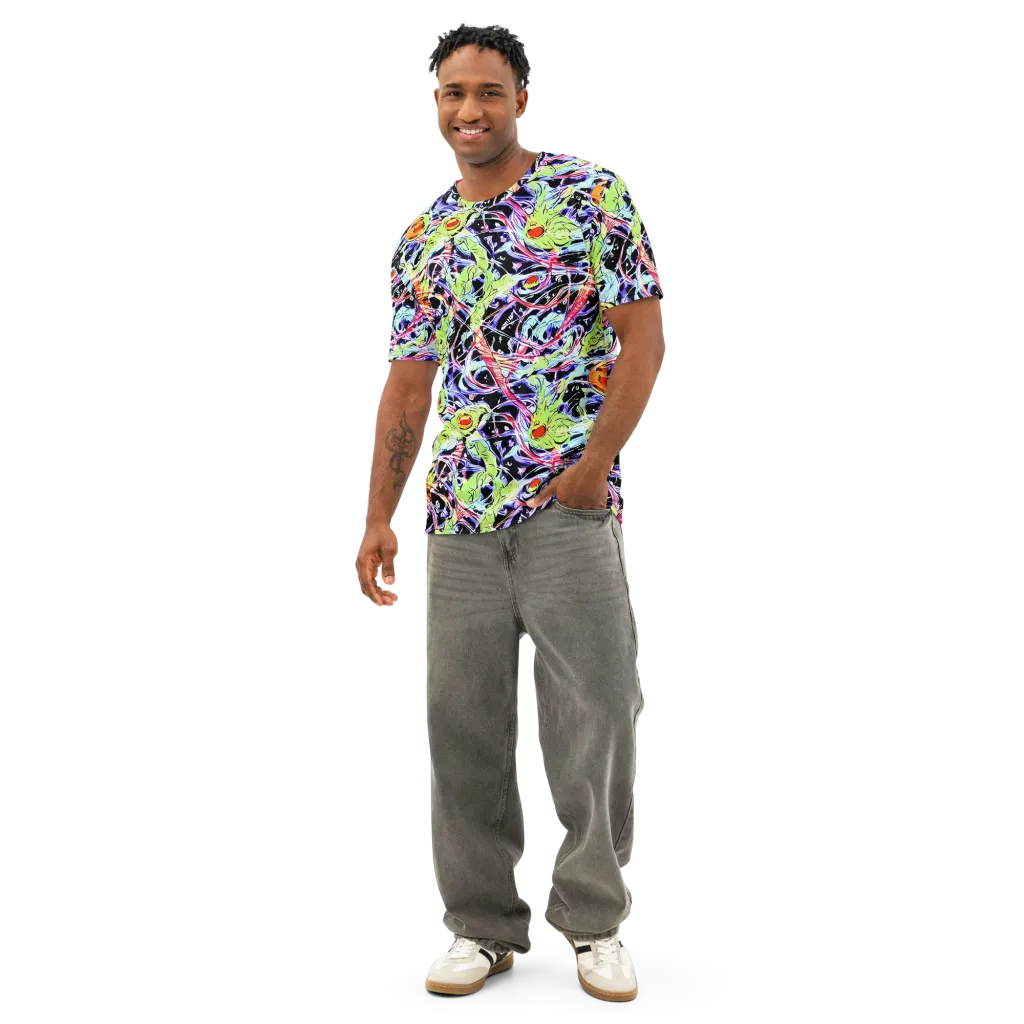 Electric Frog Rush on Men's Cotton Crew Neck T-Shirt — Front
