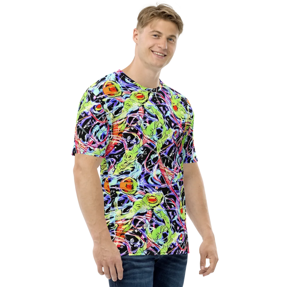 Electric Frog Rush on Men's Crew Neck T-Shirt — Right