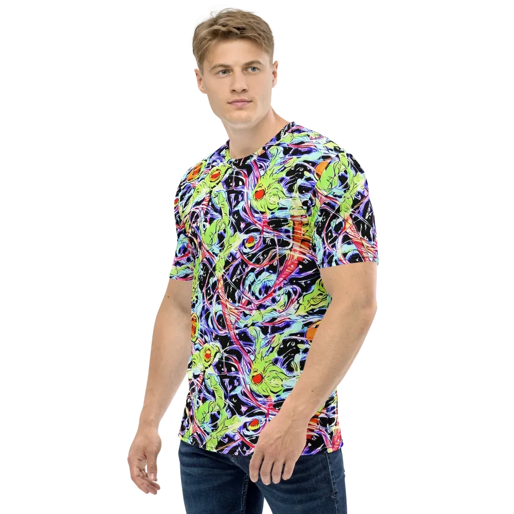 Electric Frog Rush on Men's Crew Neck T-Shirt — Left