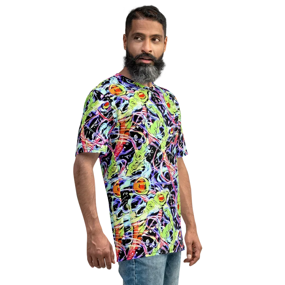Electric Frog Rush on Men's Crew Neck T-Shirt — Right