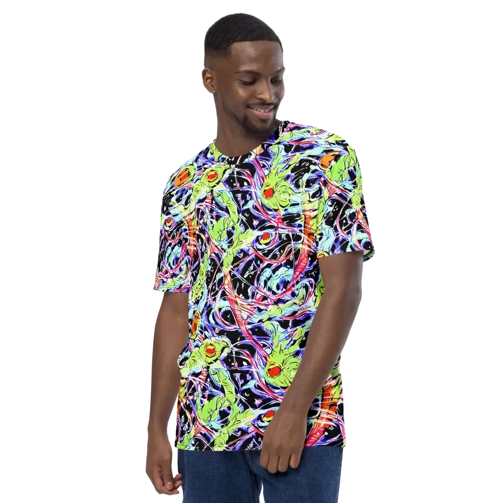 Electric Frog Rush on Men's Crew Neck T-Shirt — Left