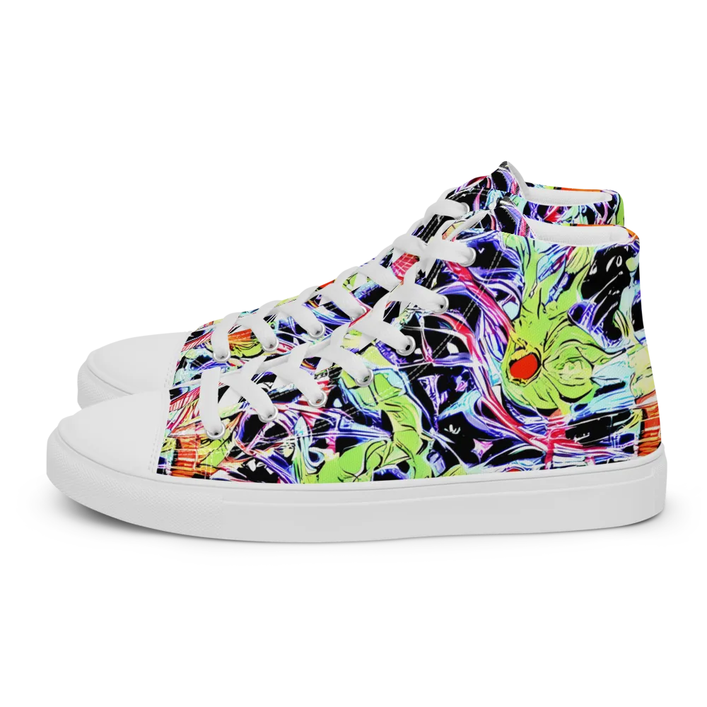 Electric Frog Rush on Men's High Top Canvas Shoes — Left