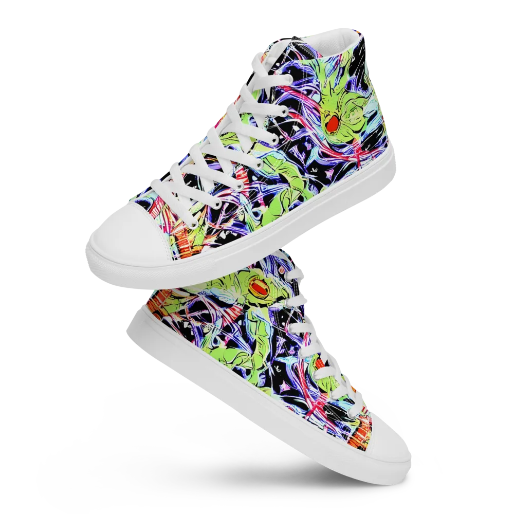 Electric Frog Rush on Men's High Top Canvas Shoes — Front