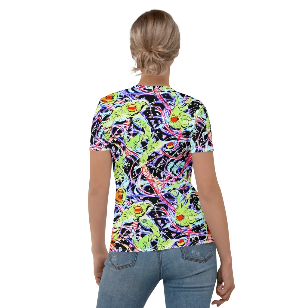 Electric Frog Rush on Women's Crew Neck T-Shirt — Back