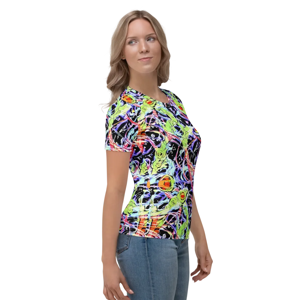Electric Frog Rush on Women's Crew Neck T-Shirt — Right