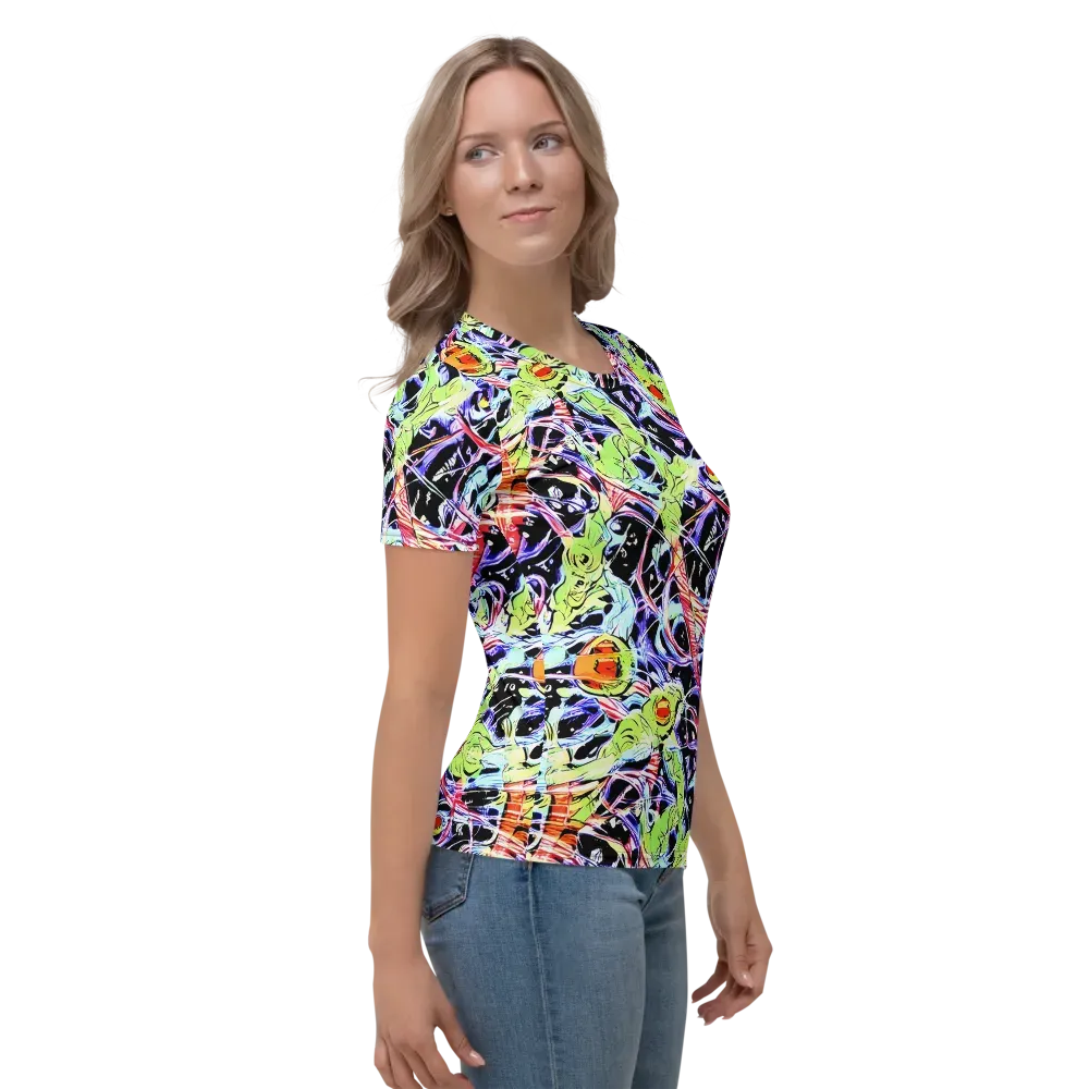 Electric Frog Rush on Women's Crew Neck T-Shirt — Right