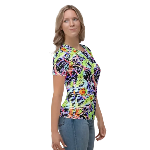 Electric Frog Rush on a Women's Crew Neck T-Shirt