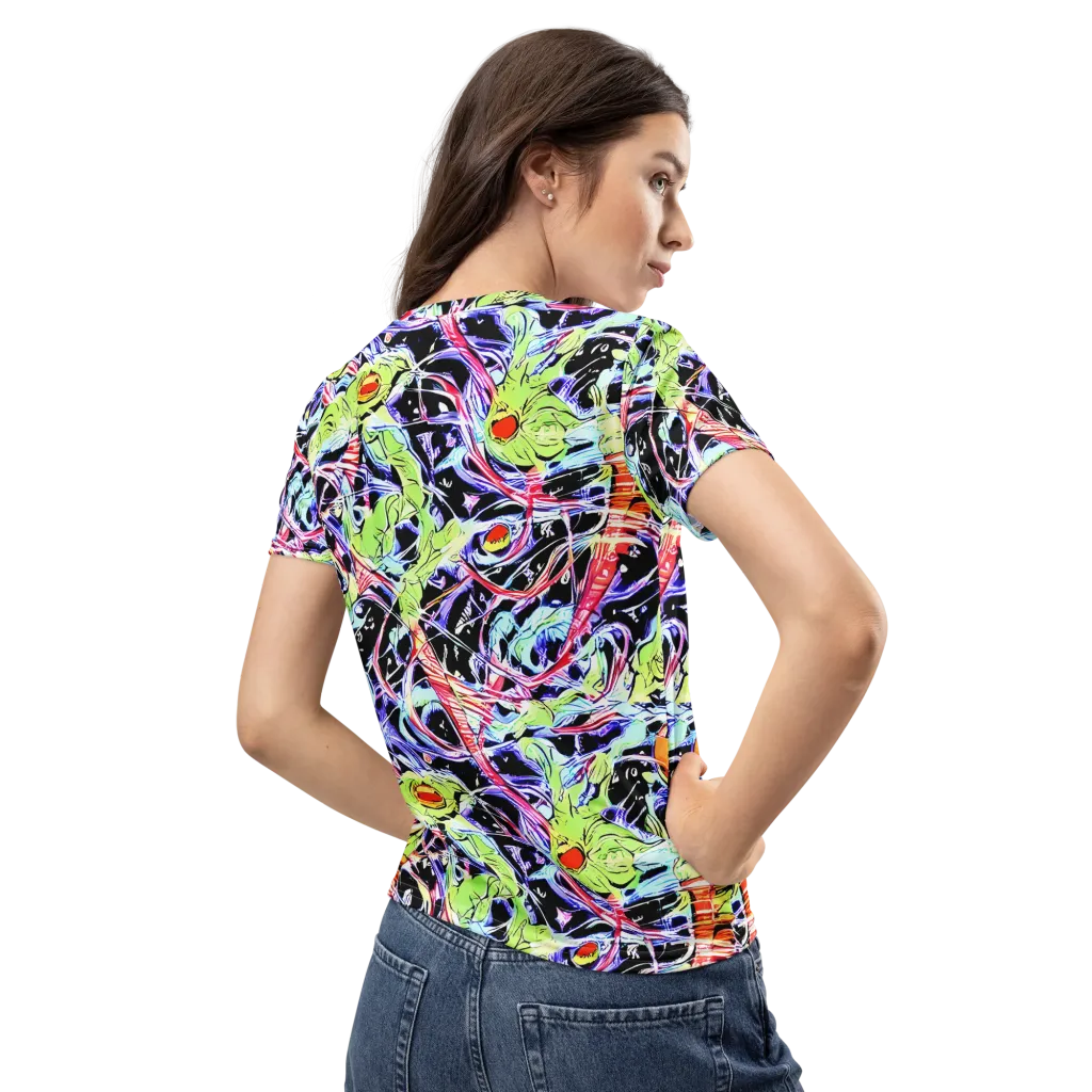 Electric Frog Rush on Women's Crew Neck T-Shirt — Back