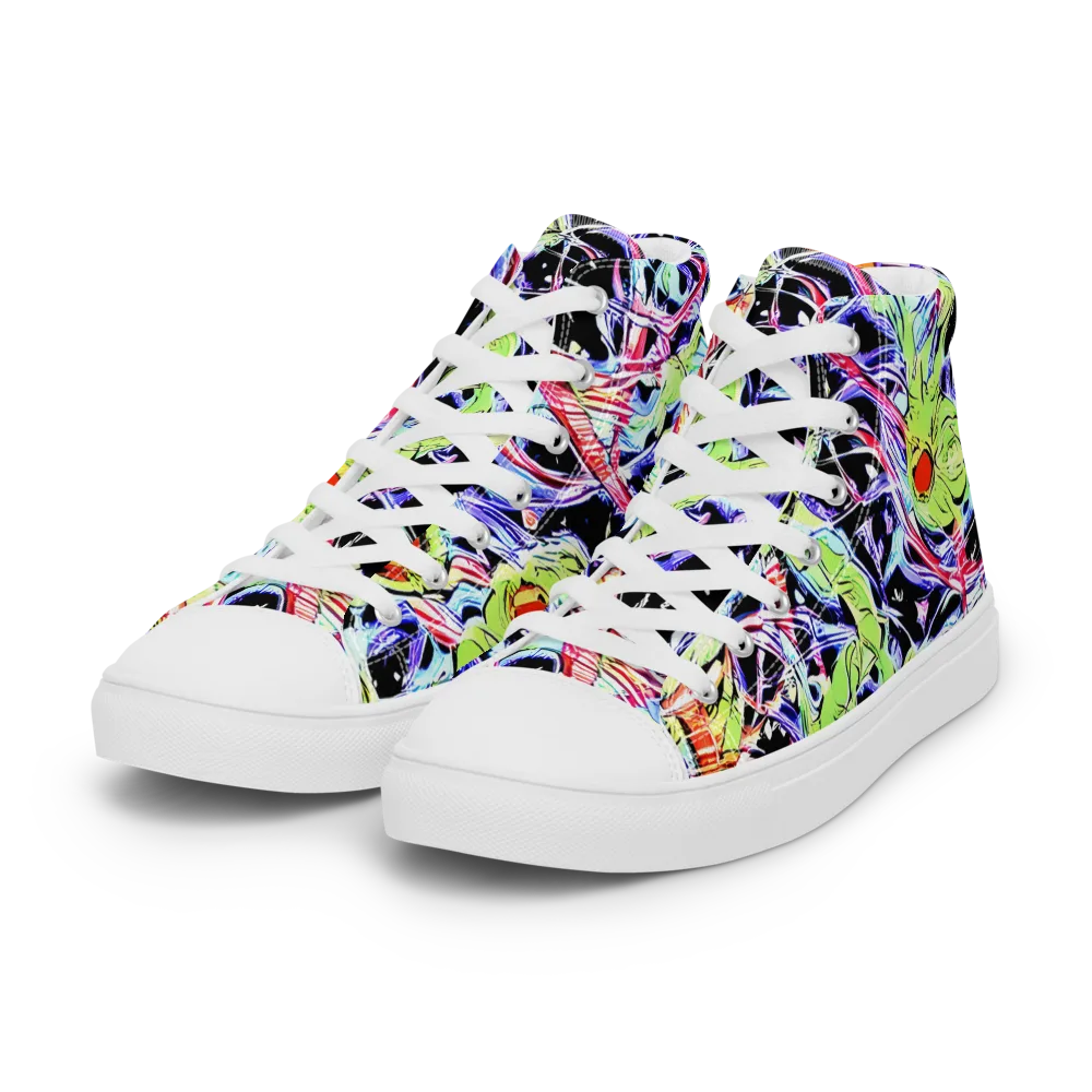 Electric Frog Rush on Women's High Top Canvas Shoes — Left Front