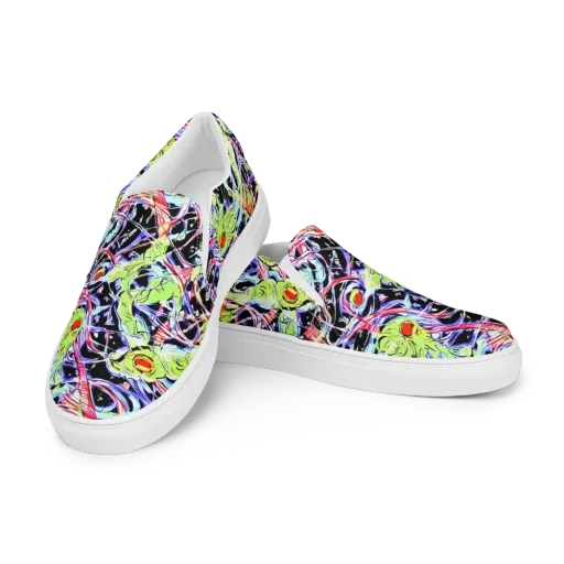 Electric Frog Rush on a Men's Slip-On Canvas Shoes