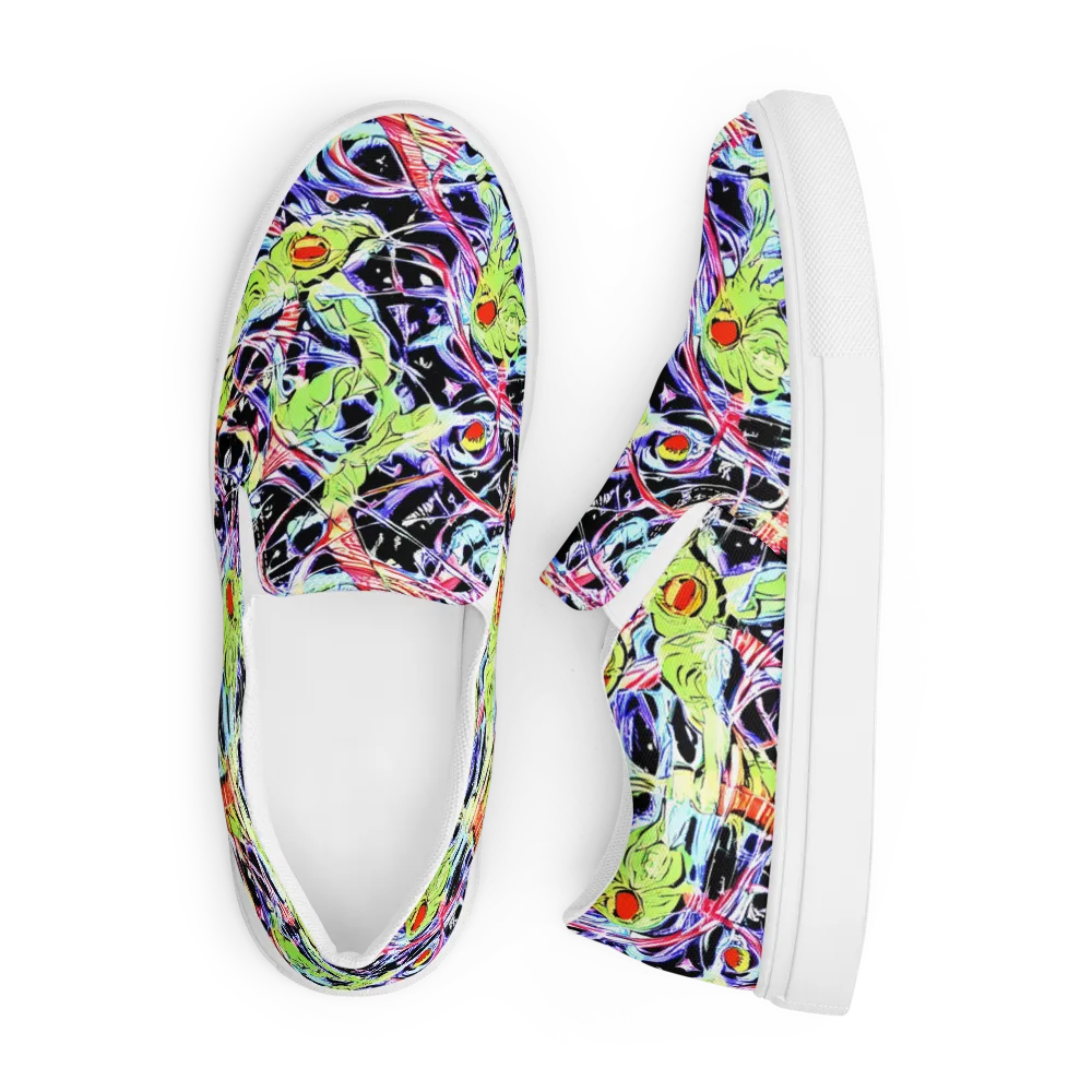 Electric Frog Rush on Men's Slip-On Canvas Shoes — Front