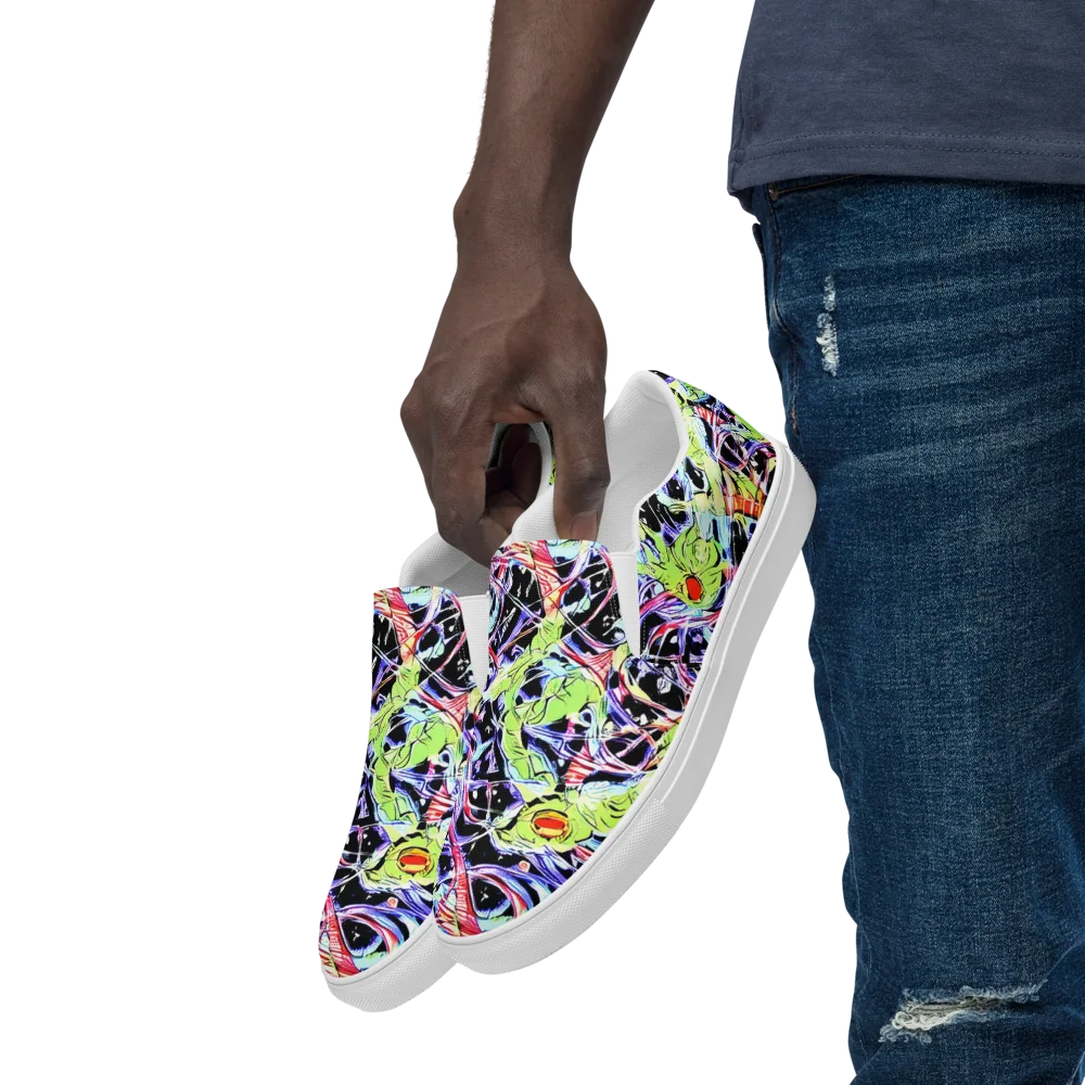 Electric Frog Rush on Men's Slip-On Canvas Shoes — Left Front