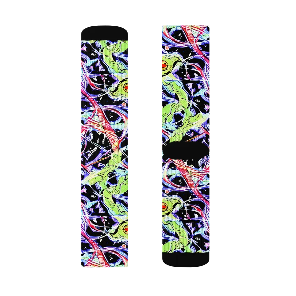 Electric Frog Rush on Socks — Left Sock