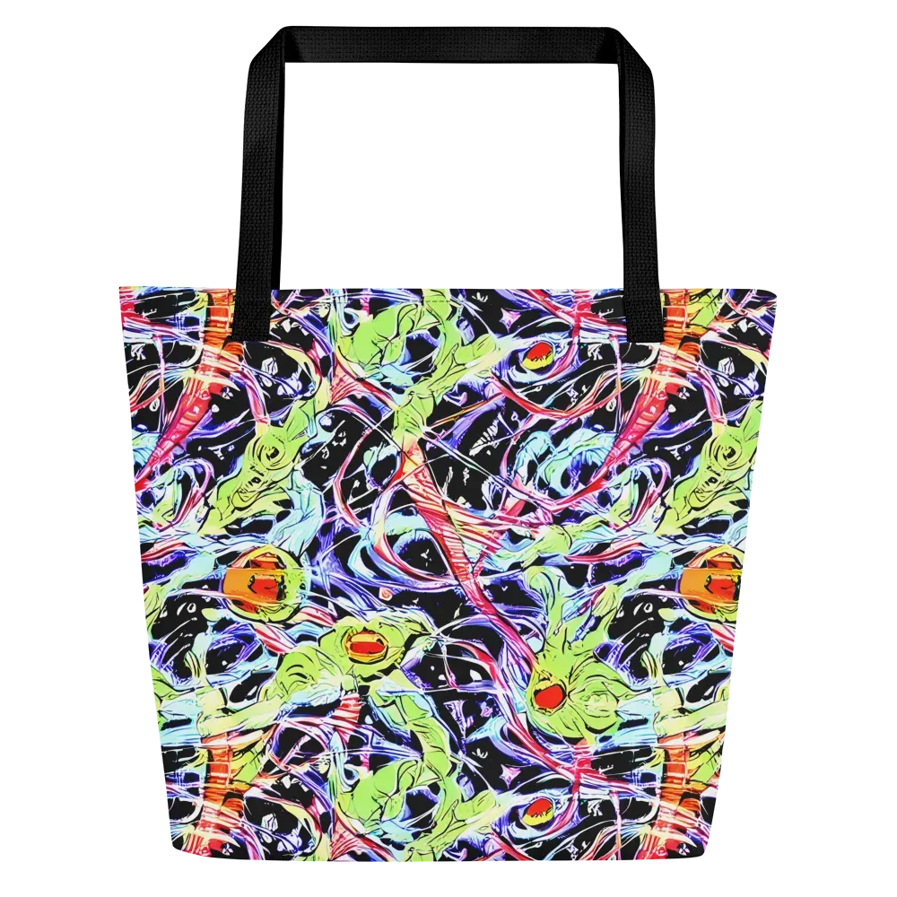 Electric Frog Rush on Large Tote Bag W/ Pocket — Front