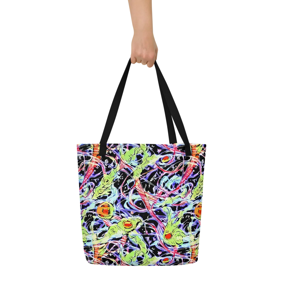 Electric Frog Rush on Large Tote Bag W/ Pocket — Front