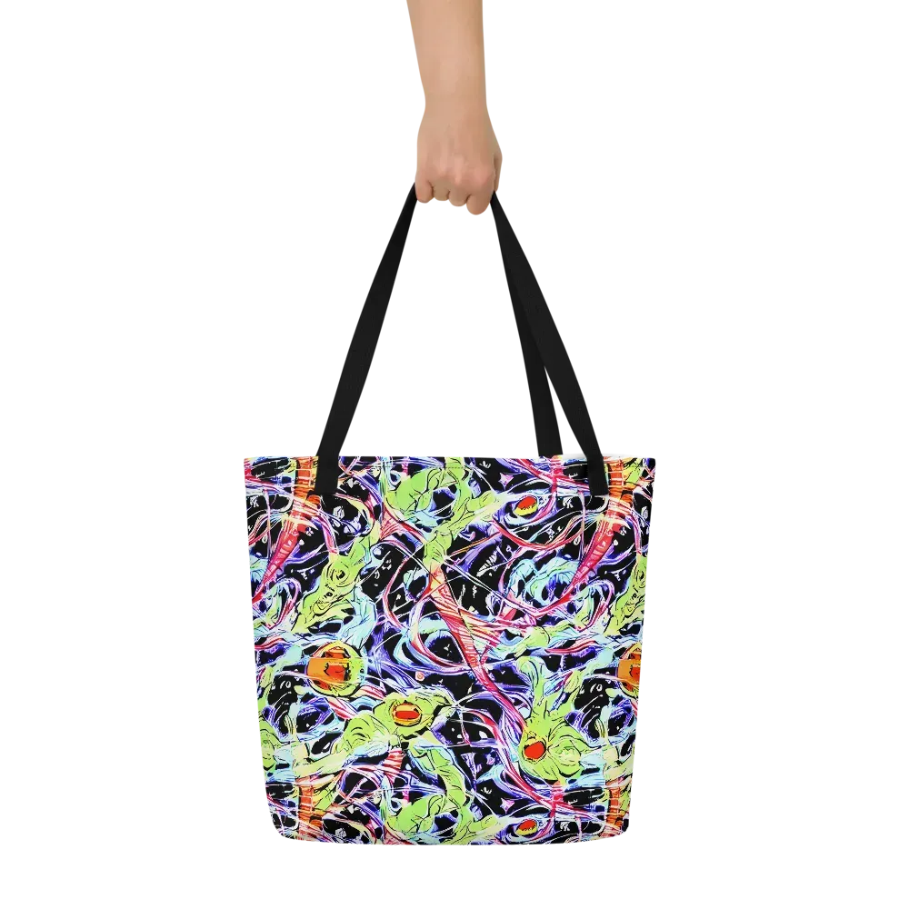 Electric Frog Rush on Large Tote Bag W/ Pocket — Front
