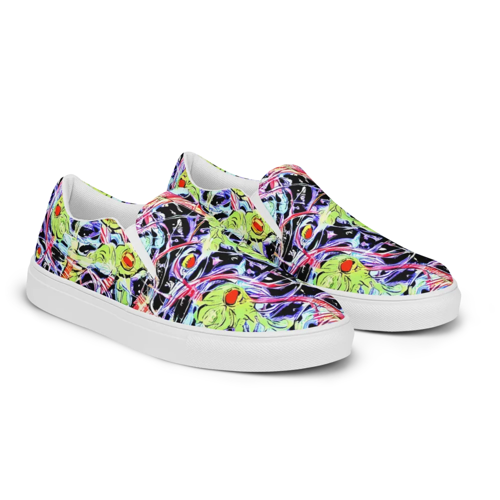 Electric Frog Rush on Women's Slip-On Canvas Shoes — Right Front