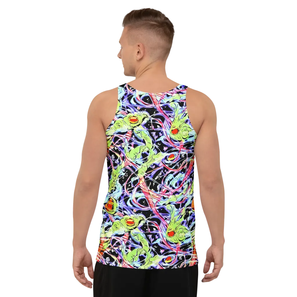 Electric Frog Rush on Men's Tank Top — Back