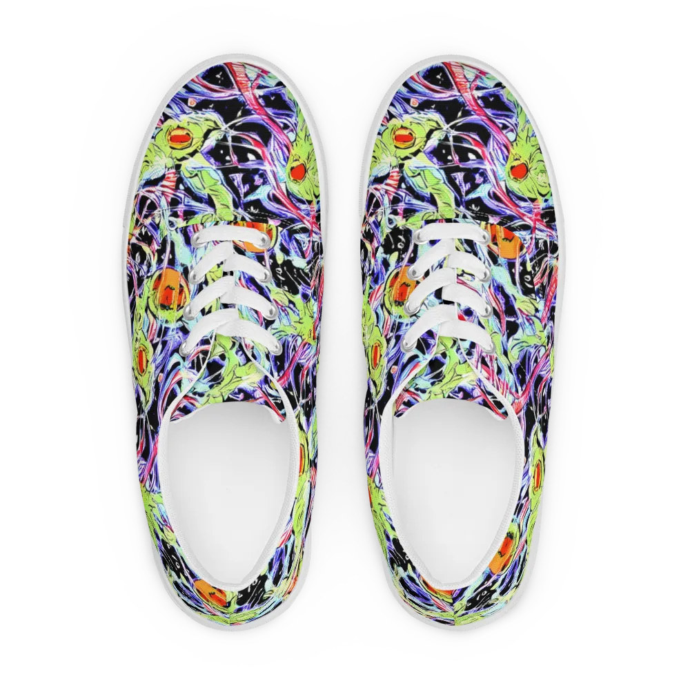 Electric Frog Rush on Men's Lace-Up Canvas Shoes — Front