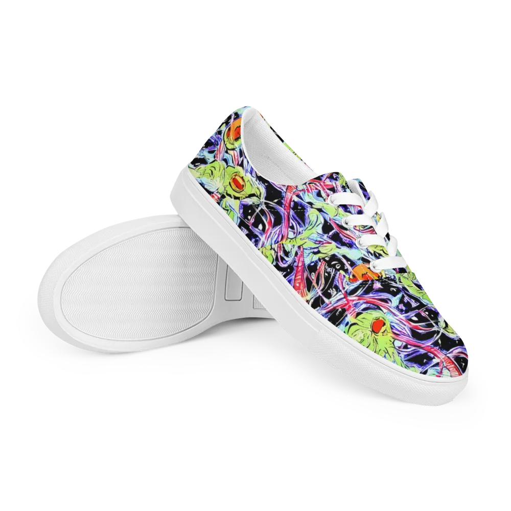 Electric Frog Rush on Men's Lace-Up Canvas Shoes — Right Front