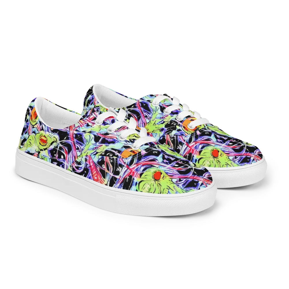 Electric Frog Rush on Men's Lace-Up Canvas Shoes — Right Front