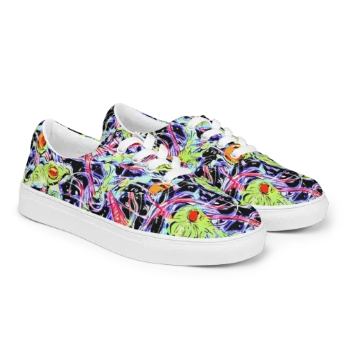 Electric Frog Rush on a Men's Lace-Up Canvas Shoes