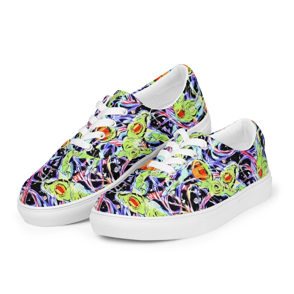 Electric Frog Rush on Men's Lace-Up Canvas Shoes — Left Front