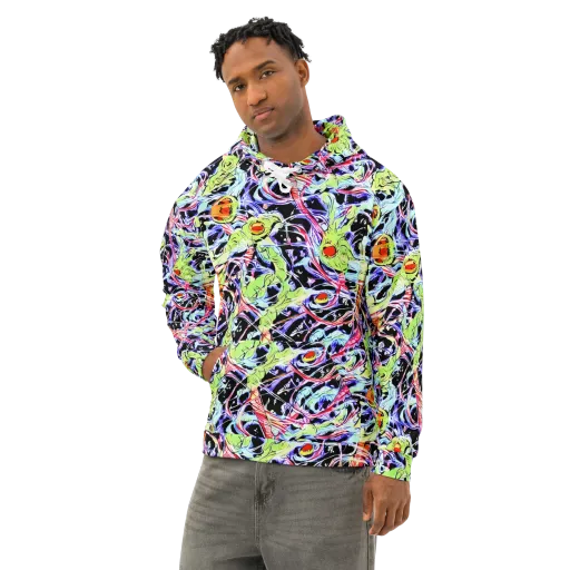 Electric Frog Rush on a Cotton Hoodie