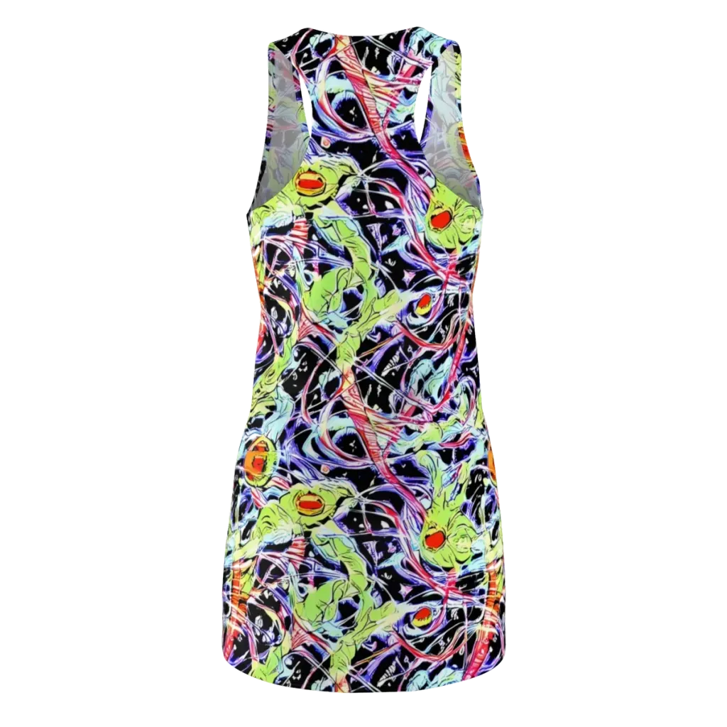 Electric Frog Rush on Racerback Dress — Back