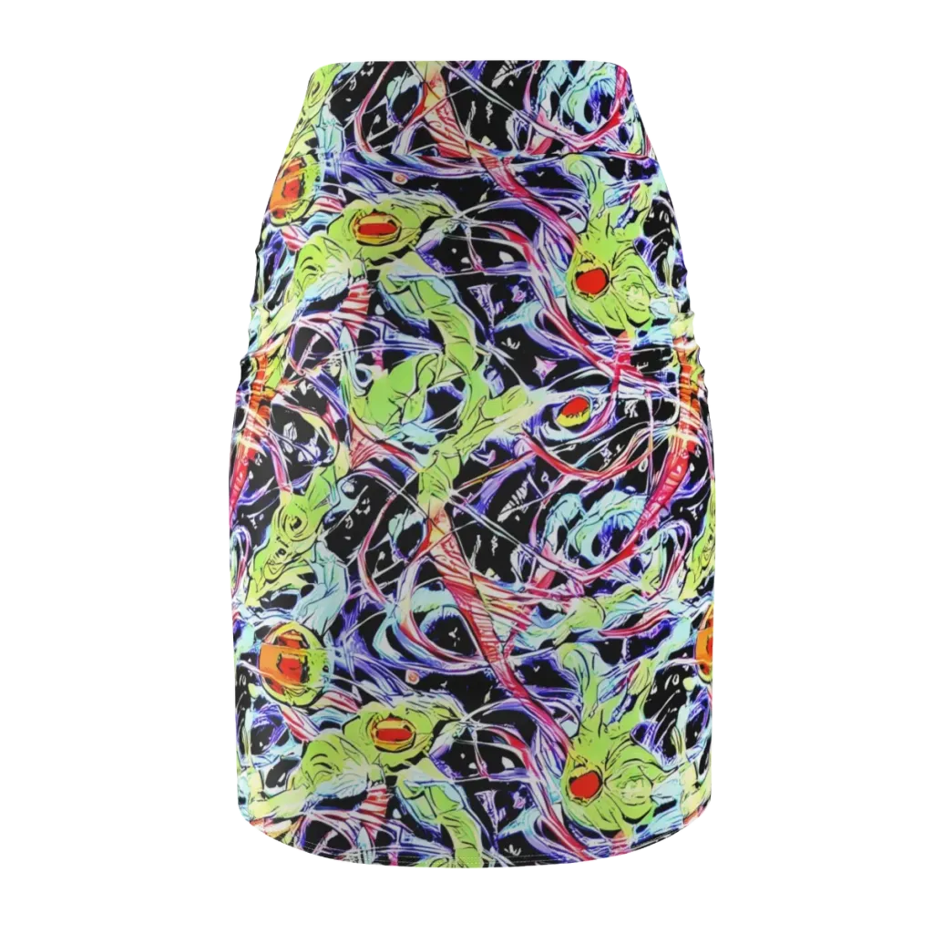 Electric Frog Rush on Pencil Skirt — Back